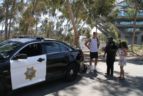 officer with students